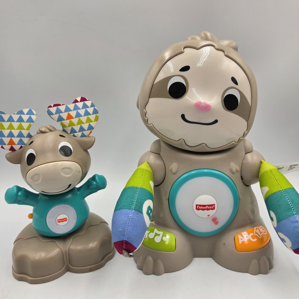 Fisher Price Linkimals Lot of 2 Smooth Moves Sloth & Musical Moose Set Working